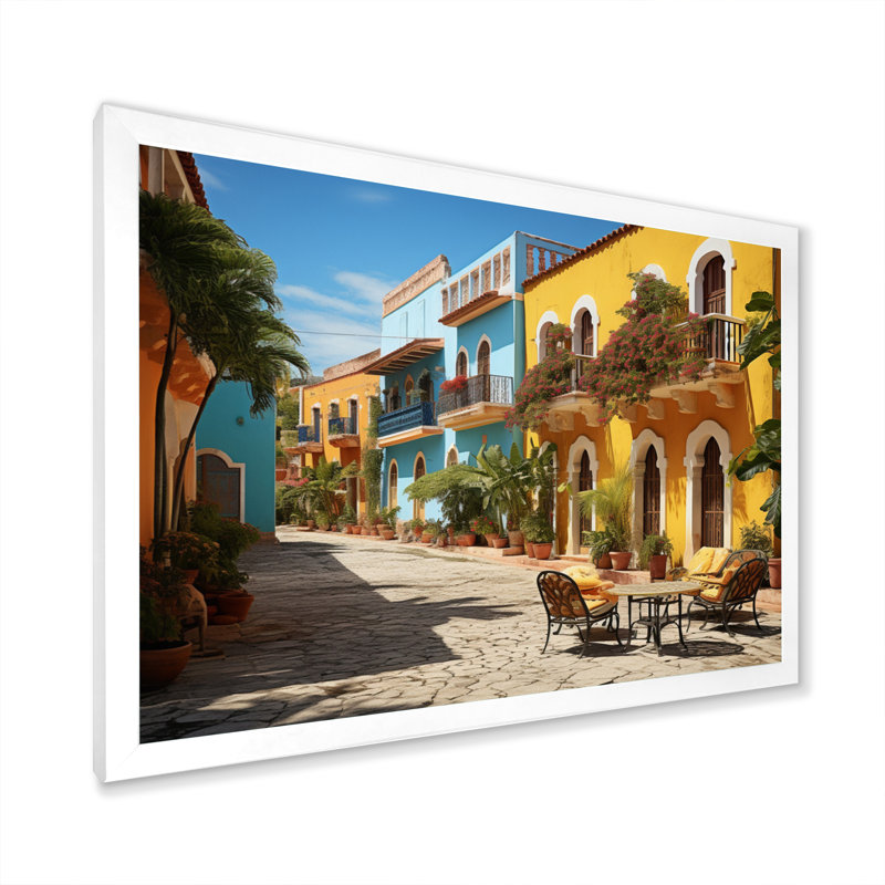 Caraibe City Charm Photo - reproduction sur toile, H 34 po x l 44 po x P 1,5 po, Cadre simple blanc