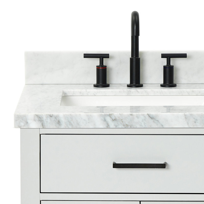 ARIEL HEPBURN 37 IN RIGHT OFFSET RECTANGULAR SINK VANITY 1,5 IN, Left, Rectangular, Gray