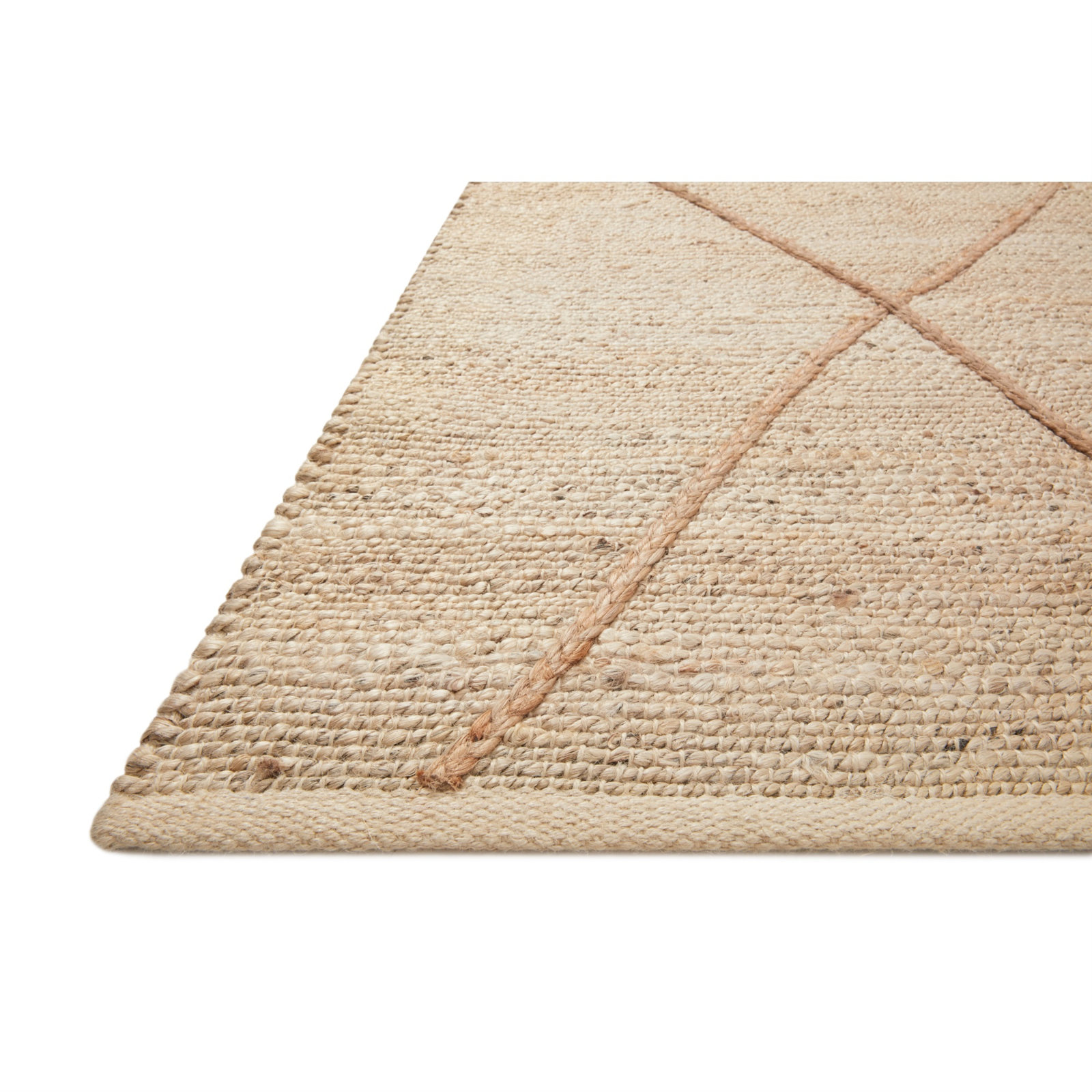 Albemarie Ivory Natural Hand-Woven Geometric Rug, Rectangle 2'6" x 7'6"