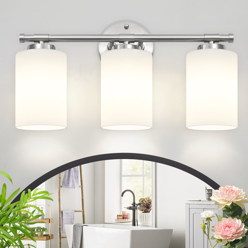 Borasisi Dimmable Vanity Light, 3 Lights, Nickel