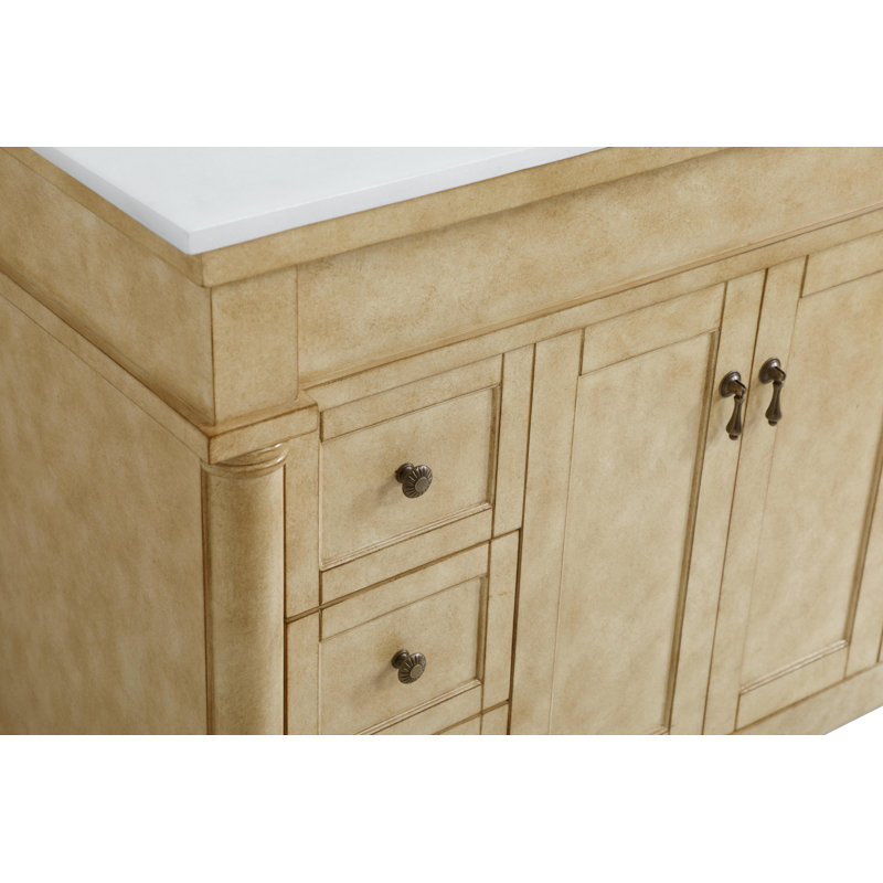 Ensemble de meuble-lavabo simple 42 po Lexington, Beige antique, Blanc Ivoire