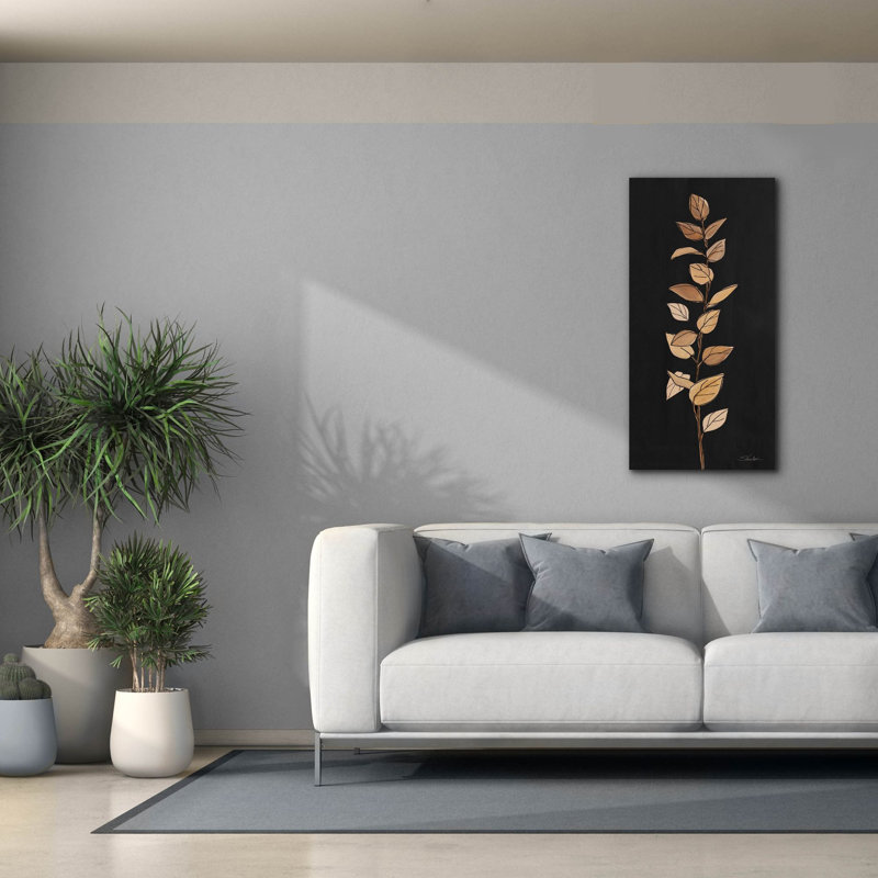 Toile épique «Farm Branch 2 On Black» par Silvia Vassileva, 20 po x 40 po, H 40 po x l 20 po