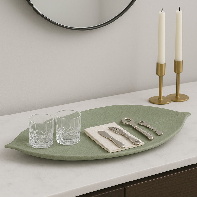 Plateau décoratif décoratif en résine pour table basse Decor - Plateau décoratif décontracté pour repose-pieds, bijoux, bibelots ou comptoir de cuisine - 19 po, vert