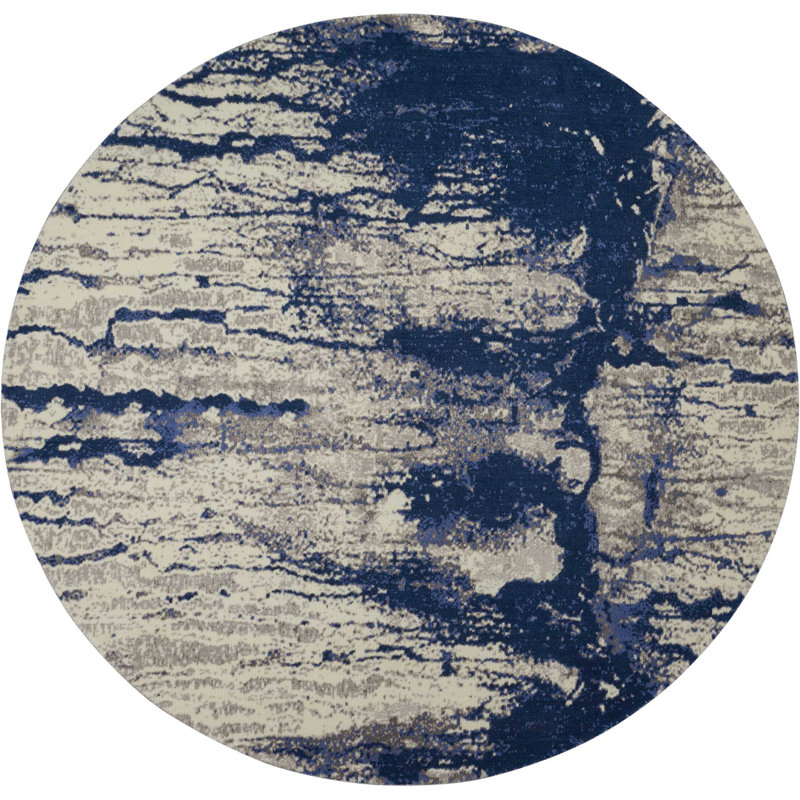 Viscose Abstract Indoor Rug, Round 8'