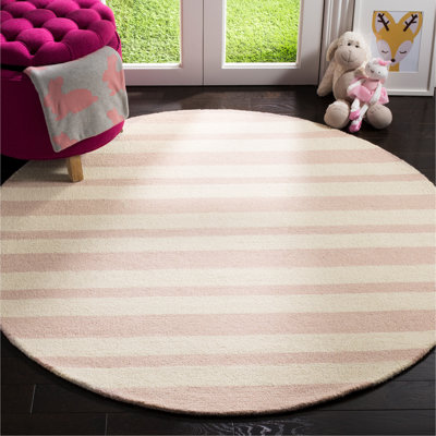 Tapis rose / ivoire en laine touffetée à la main Kruetzen