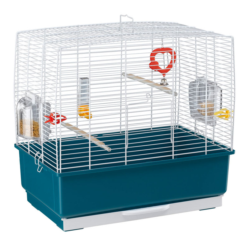 48.5cm Table Top Bird Cage with Perch, White/Blue