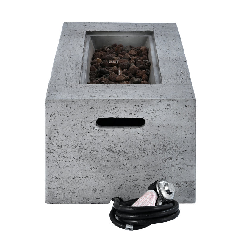 Outdoor Rectangular Propane Fire Pit, Gray