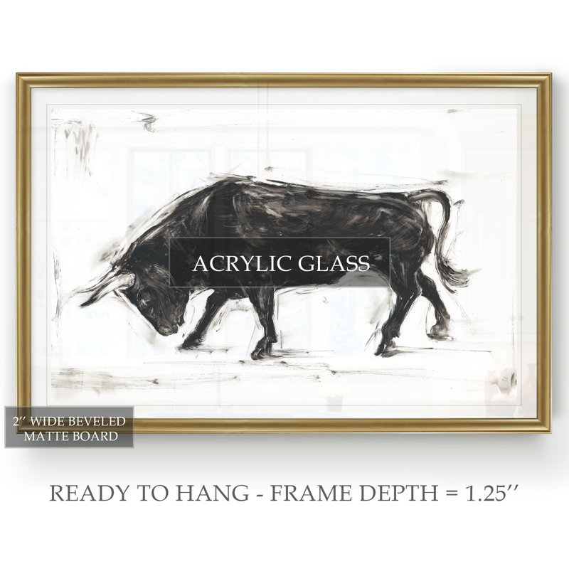 « toro i », reproduction sur toile, H 22,5 po x l 30,5 po x P 1,5 po, Or