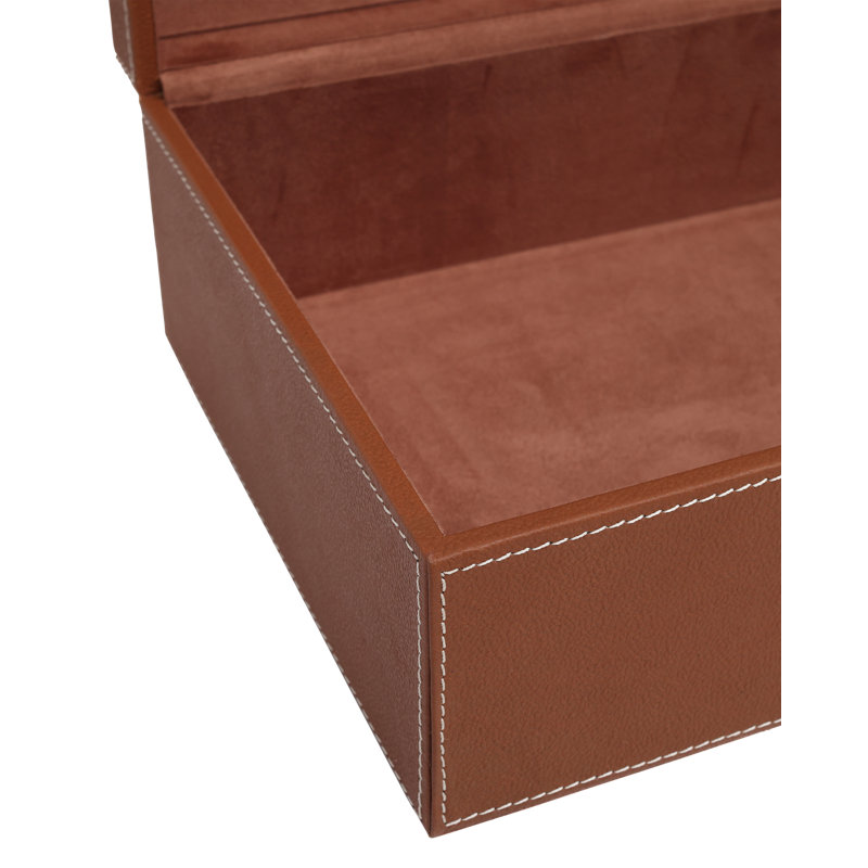 Leather & Raffia Leather, Raffia, Engineered Wood, Suede Decorative Box