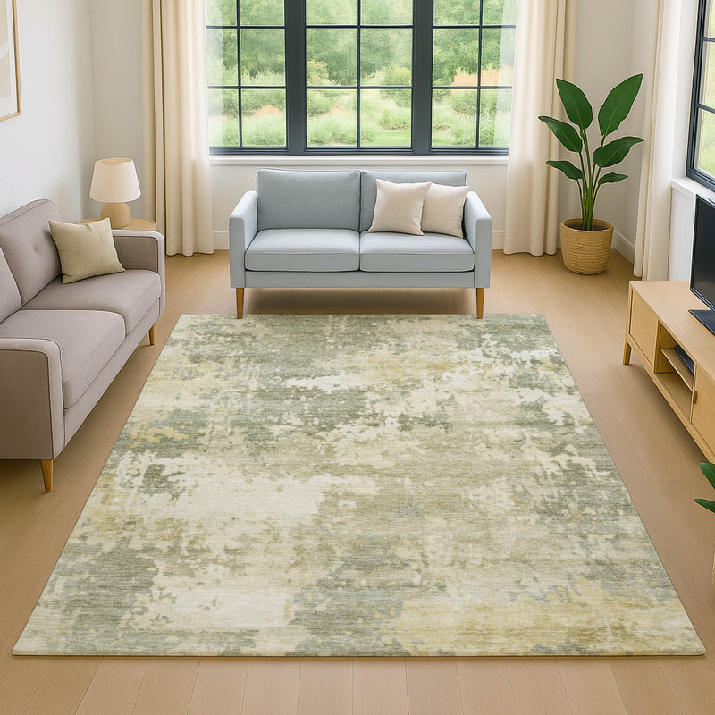 Premium Machine Washable Mayfield AMF2142 abstract Rug, 8' x 10', Sage