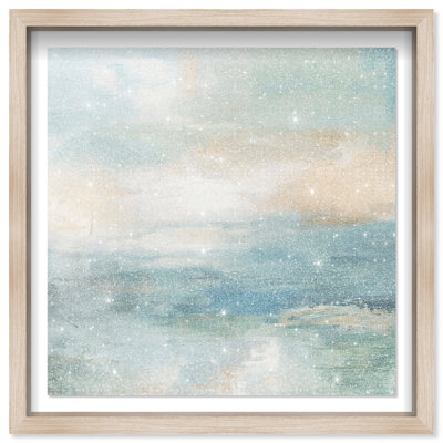 Turquoise Echoes II Shadowbox Abstract Print by Oliver Gal, Black Frame, 12 x 12