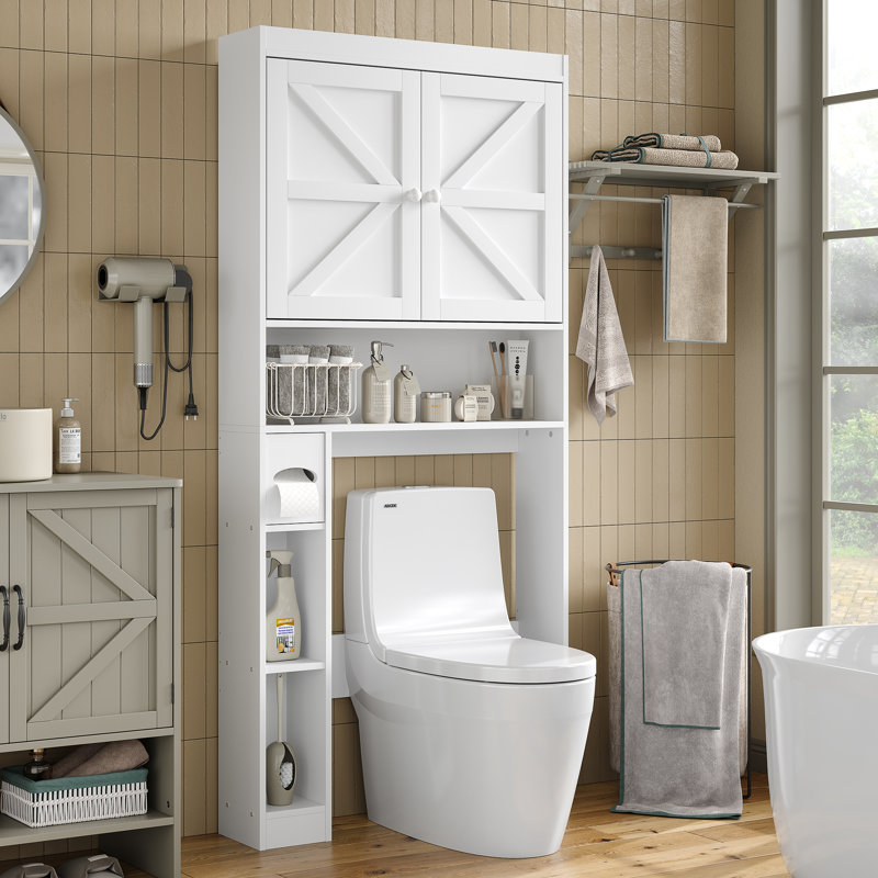 Laxmy Freestanding Over-the-Toilet Cabinet with Adjustable Shelves, White
