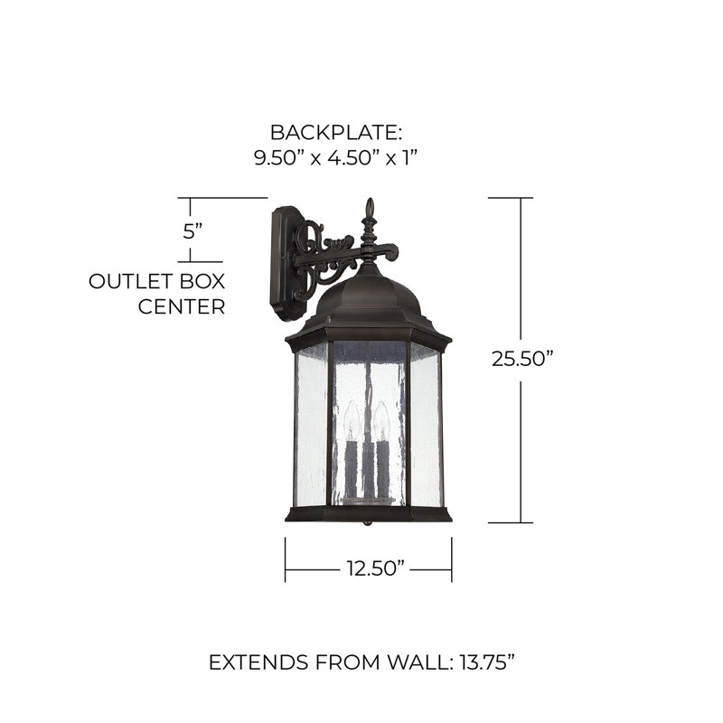Main Street Wall Light, 25.5" H x 12.38" W x 13.75" D, Old bronze