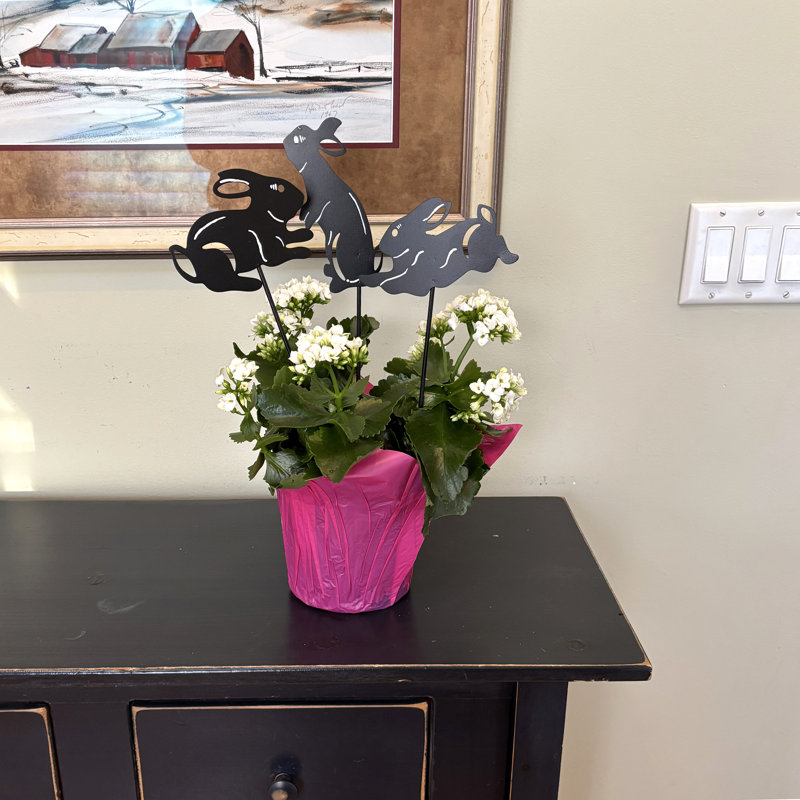 Bunnies en fer de 4 po sur poteau floral 10 po ou jardin