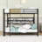 Queen Over Queen Metal Bunk Bed With LED Lighting And Storage Shelves