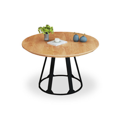 Burlywood + Black Round Solid Wood + Iron Dining Table