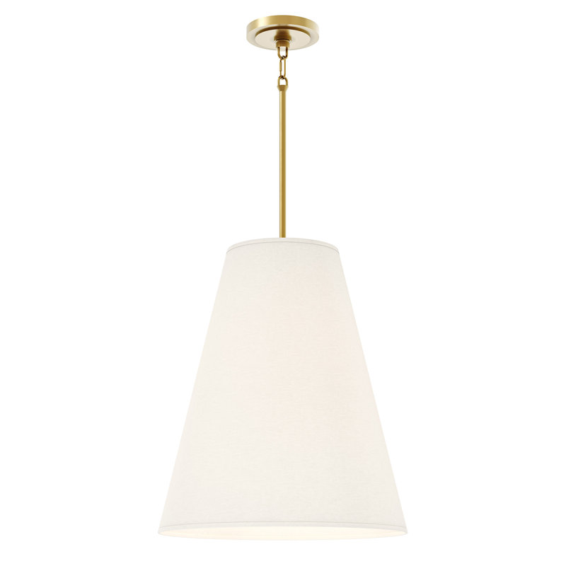4 - Light Pendant, Shannon Oyster Fabric, Modern Brass