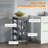 Mobile Rolling Kitchen Island Trolley Serving Cart With Underneath Drawer & Slide-Out Wire Storage Basket, Grey