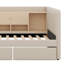 Lit de jour rembourré avec tiroirs, tablettes, armoires rabattables et table d'appoint-776264296