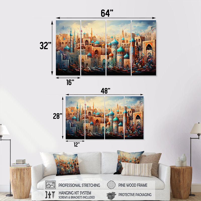 4 pièces d'art mural, H 28 po x l 48 po