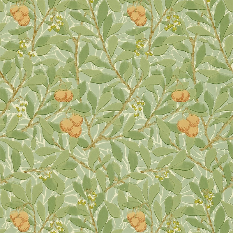 Arbutus Wallpaper, Green/Terra Cotta