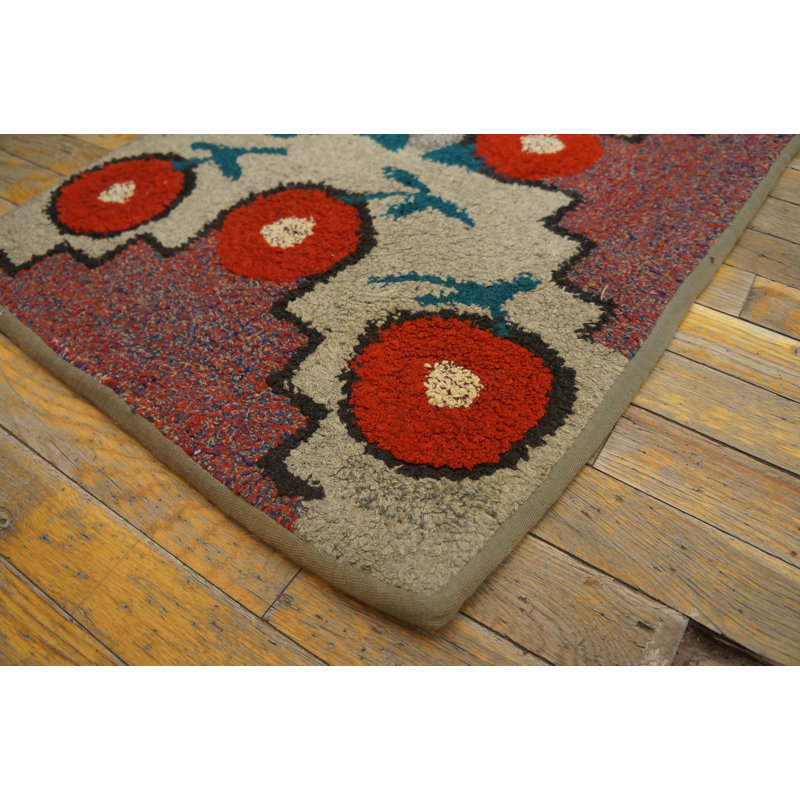Hooked Wool American Antique Small Scatter Size 1935 Rug