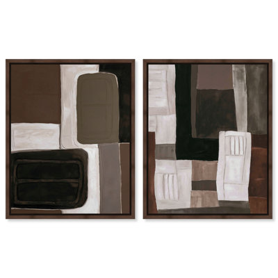 «Partitioned Space Duo», ensemble de décorations murales Boho, reproduction d'art encadrée par Art Remedy, cadre blanc, 36 x 45