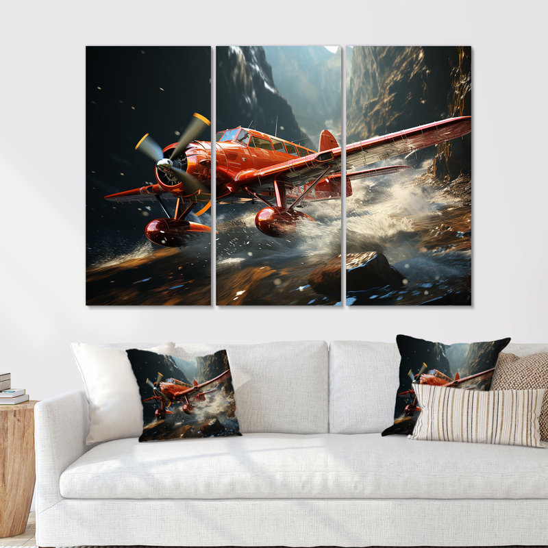 An Action Blur Plane In Flight - Ensemble de décoration murale avion, H 28 po x l 36 po