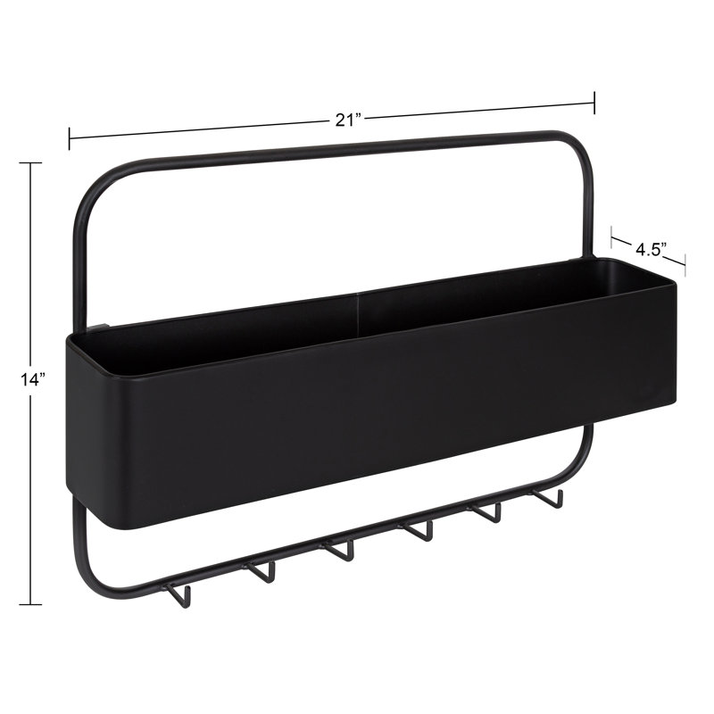 Metal Wall Mail Organizer with Key Hooks