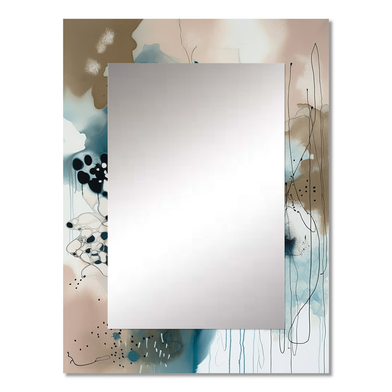 Blue Abstract Reflections III - miroir décoratif abstrait, grand miroir mural bleu, impression d'art en métal, 32 po x 24 po