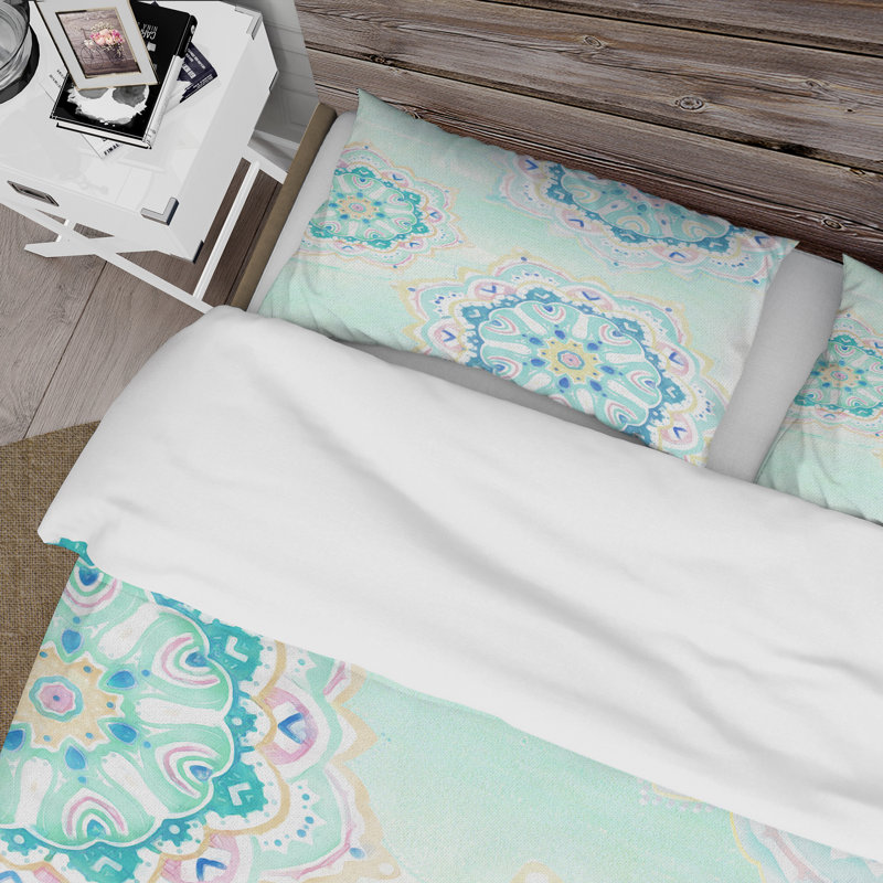 Ensemble de housse de couette aquarelle mandalas iv, Housse de couette très grand + 2 taies décoratives