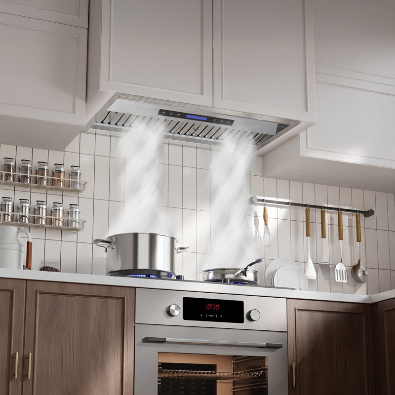 36-Inch 900 CFM Convertible Insert Range Hood with LCD 4-Speed Touch Control, Remote in Stainless Steel