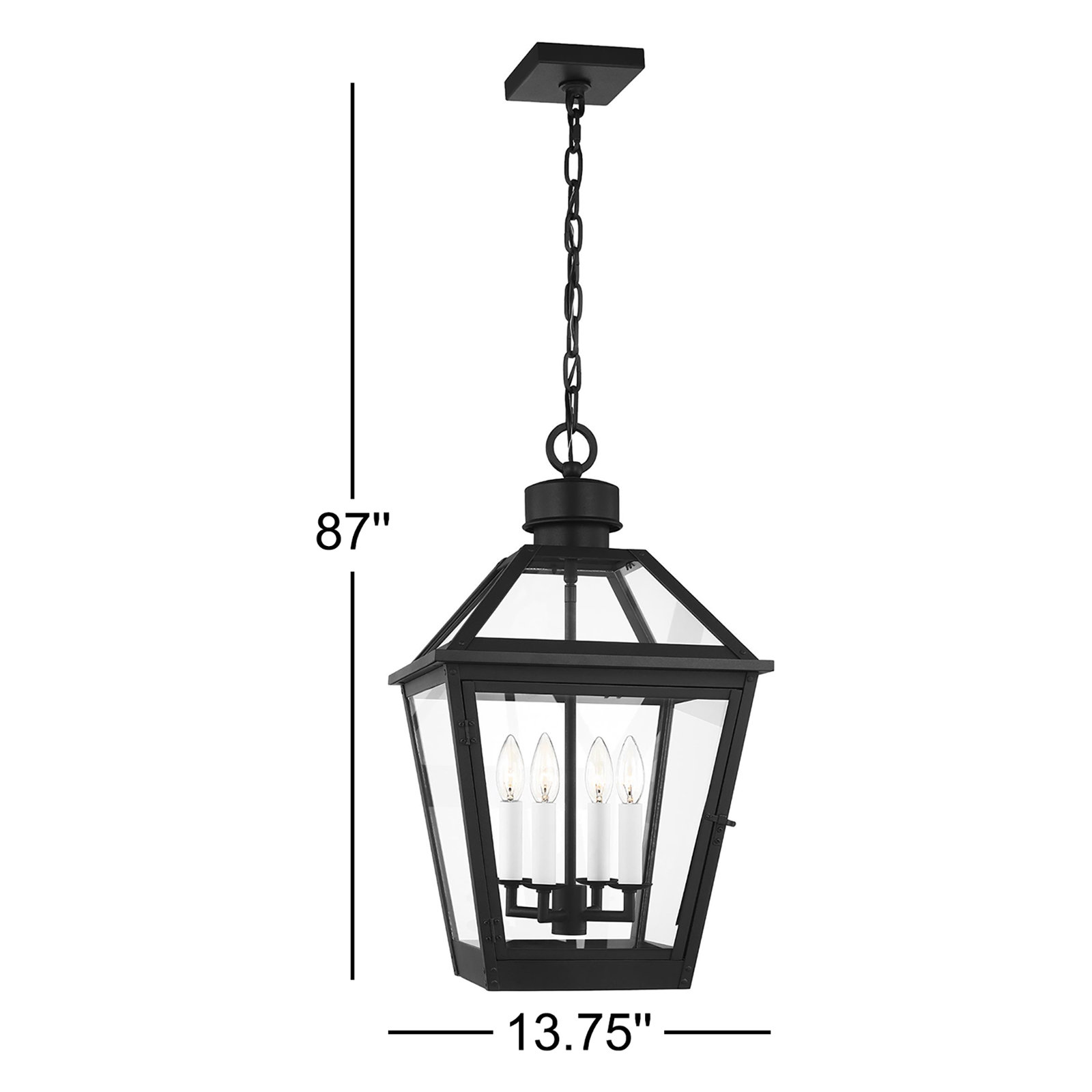 Transparent Outdoor Pendant, Textured Black