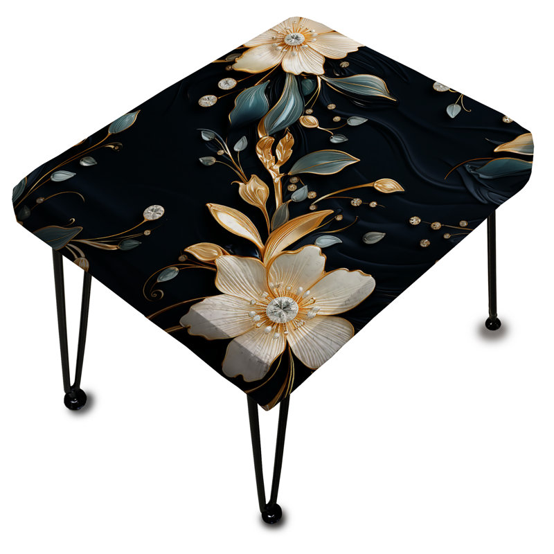 Crystal Diamond Flowers Glamour Dream - Glam Rectangle Ottoman