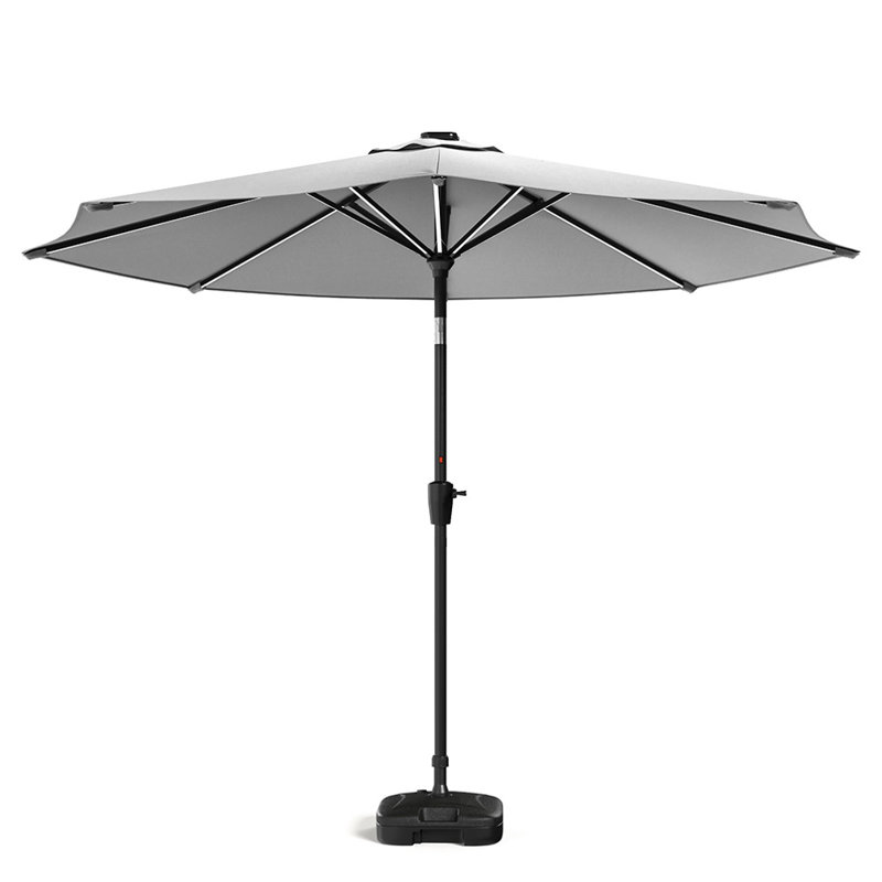 Aisya 3m Traditional Parasol with LED Light, Light Grey