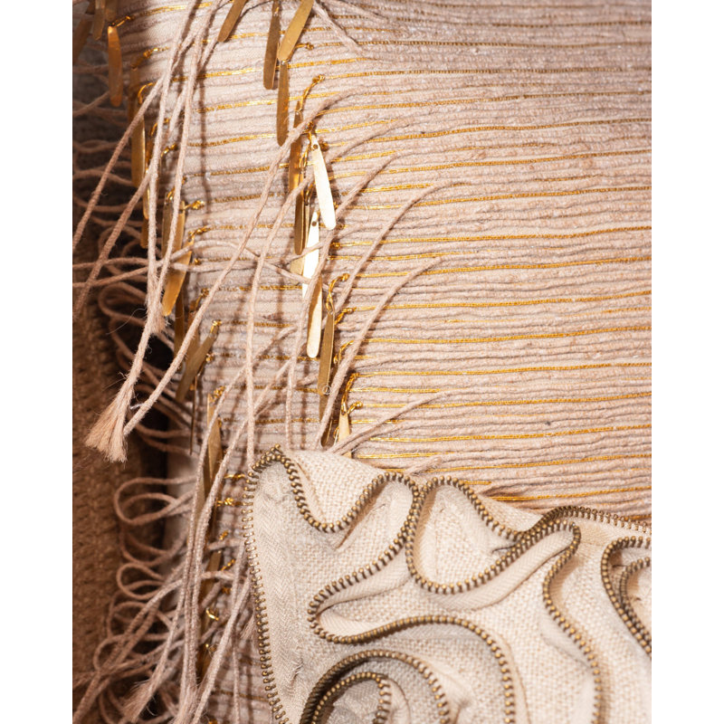 Heavy Metal Brass Fringe Pillow Cover & Insert