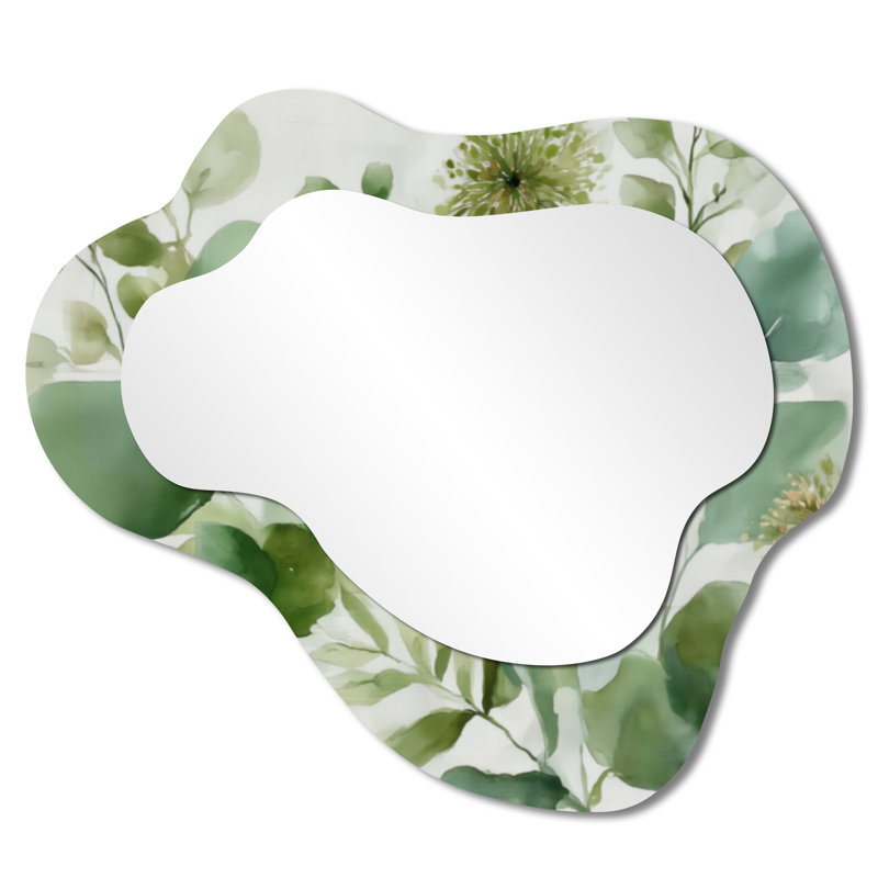 Miroir d'appoint «Green Minimalist» - reproduction de métal, 25 po x 28 po