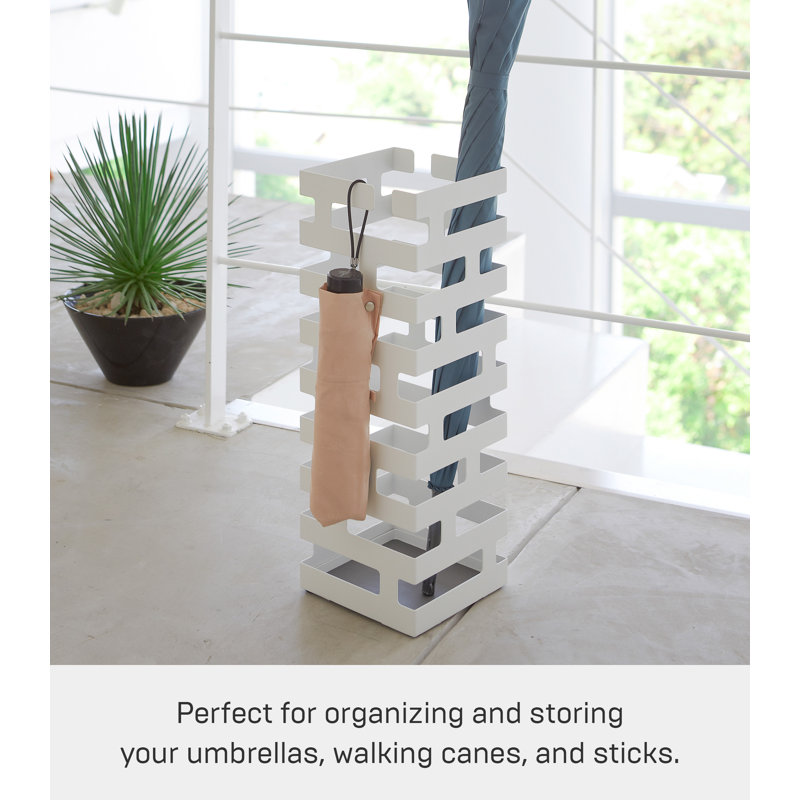 White Steel Brickwork Umbrella Stand for 8 Umbrellas