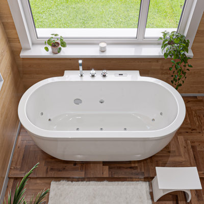 70.87'' x 37.37'' Whirlpool Acrylic Bathtub with Faucet