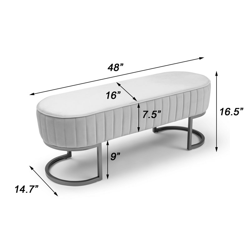 48" Wide Shoe Storage Bench Velvet Upholstered Bench Tufted Bench for Entryway and Bedroom, Blue