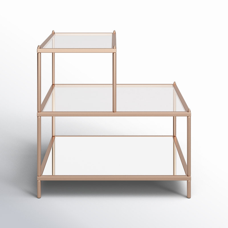 Table de bout avec plateau en verre Gosport, Cuivre