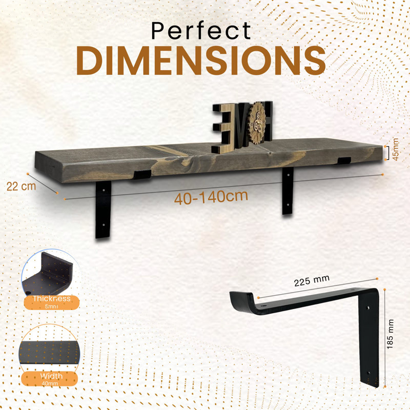 Gokmen Wood Floating Shelf, Driftwood Gray, 4.5cm H x 60cm W x 22cm D