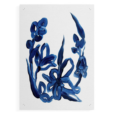 Indigo Brush Blooms II - Impression sur toile seulement - NON CADRE