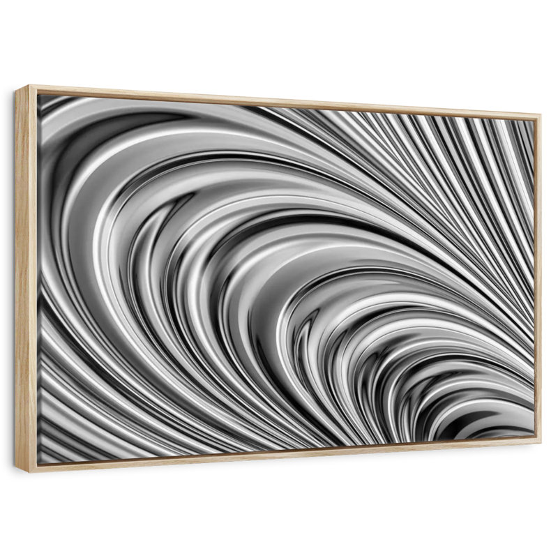 Vague en métal, Cadre flottant en bois naturel, 13 po x 9 po