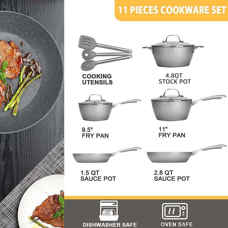 Prep & Savour Daquasia 8 - Piece Non-Stick Aluminum Cookware Set