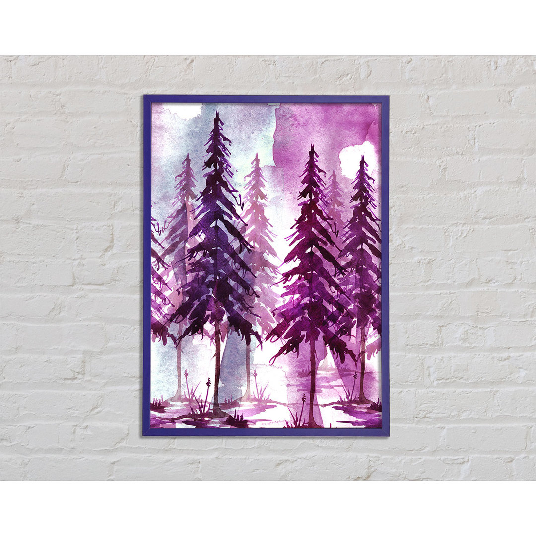 Purple Tree Line Gerahmter Druck