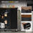 54.5" Farmhouse Kitchen Island with Power Outlet, Kitchen Storage Island with Internal Storage Rack, Drop Leaf, Spice Rack, Rolling Kitchen Cart on Wheels, for Home, Kitchen and Dining Room,Black-739181689