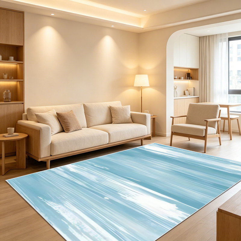 1PC Abstract Sky Blue Brush Stroke area rugs for Living Room, Soft and Comfortable, Suitable for all seasons, easy-to-maintain, machine washable Indoor floor mat, Under Table Farmhouse suitable for dining room, bedroom, home office, entryway, patio,