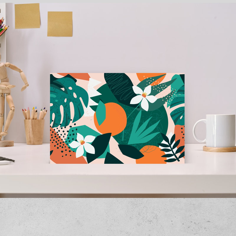 «Vibrant Tropical Oranges», art abstrait moderne, fruits biologiques et nature, H 12 po x l 18 po