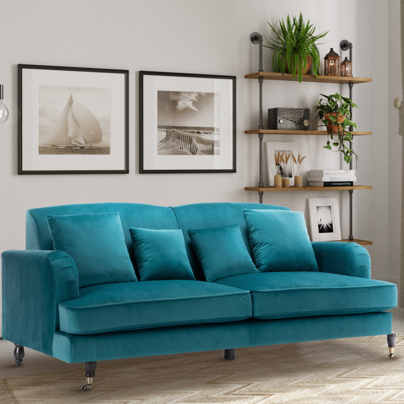 Penermon Roll Arms Sofa, Teal Blue, 3